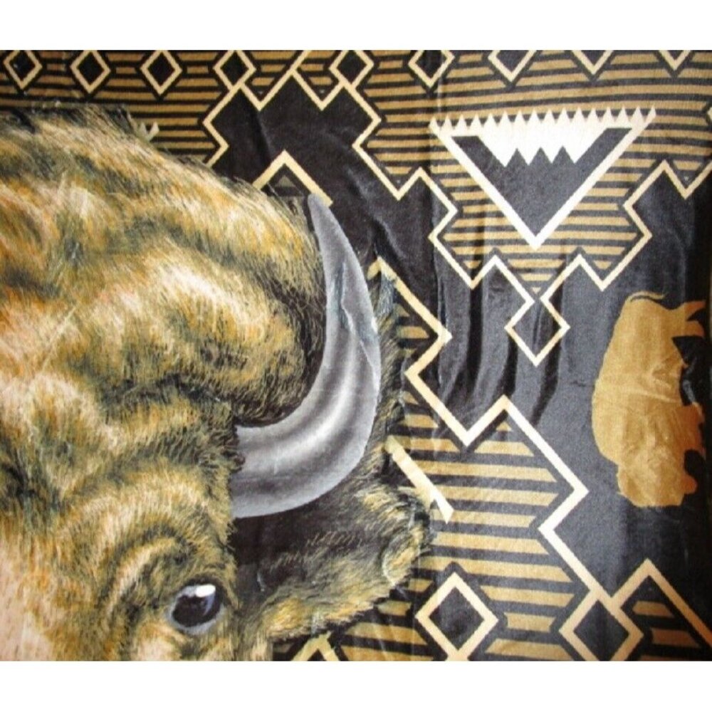 New Wild Bison Buffalo Sherpa Plush Throw Gift Blanket Art Native American Brown - Picture 2 of 5